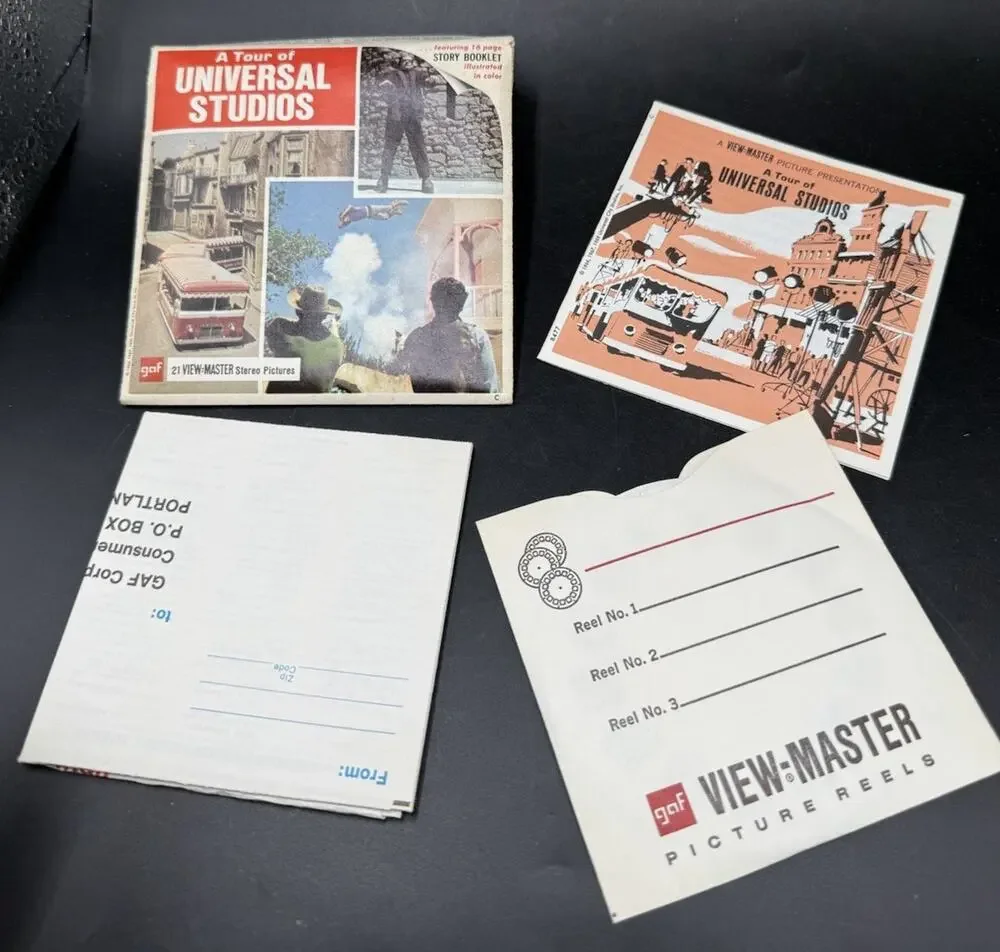 Universal Studios Tour #1 Hollywood 1969 3d View-Master 3 Reel Packet Complete